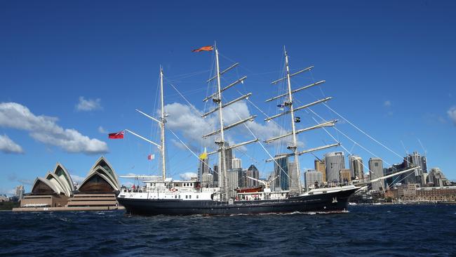 Very special crew sails tall ship Tenacious through Sydney Heads from ...