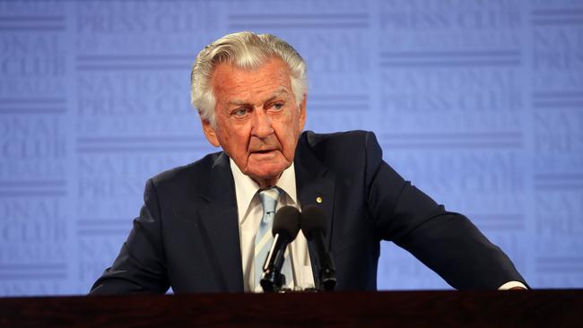 Bob Hawke has launched as blistering attack on Malcolm Turnbull’s $122 million gay marriage postal survey. Picture: Gary Ramage