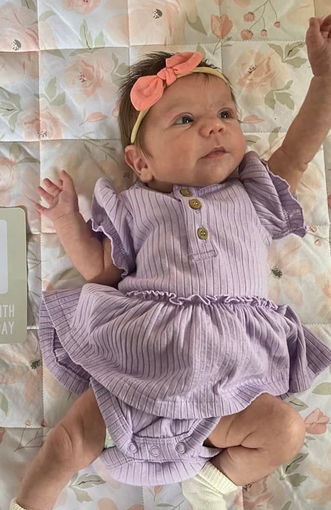 Norah Maree Lewin was born on January 21, 2022, weighing 3490g and measuring 49cm. She is the first child for Sarah and Shelby Lewin. Picture: Sarah Lewin DMBJ22