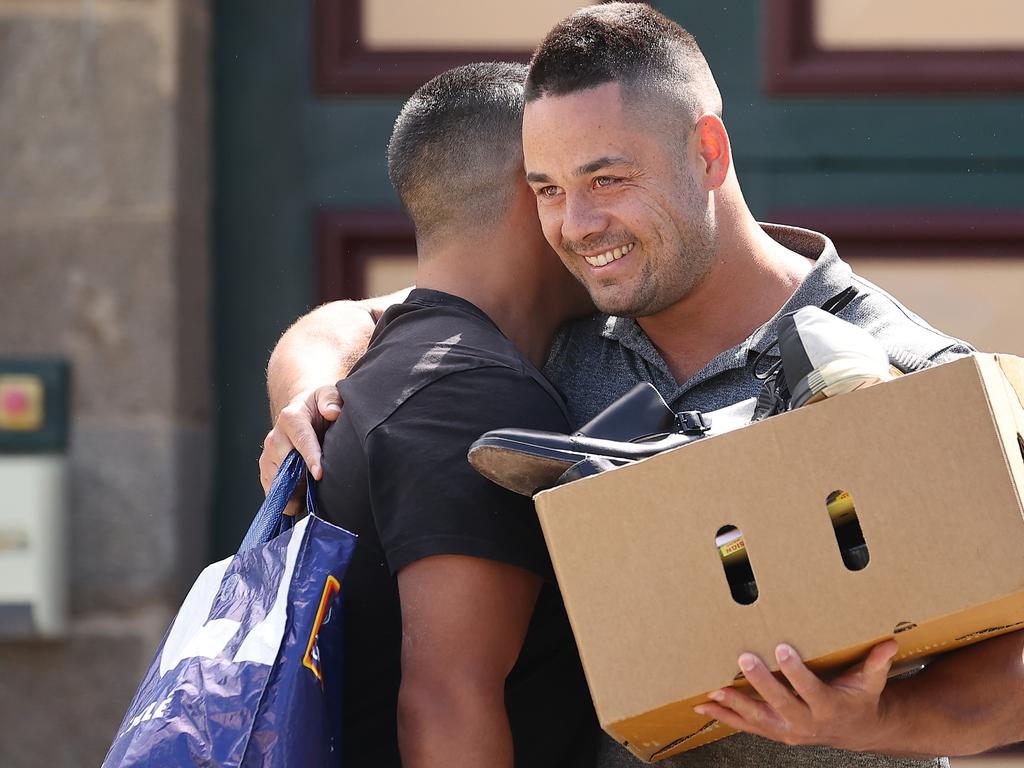 Hayne carried a box of his belongings and wore prison clothes. Picture: NCA NewsWire/Gary Ramage