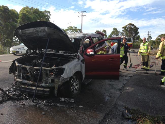 Destroyed ... Firefighters turned up within five minutes but it took some time to extinguish the blaze. Picture: Supplied