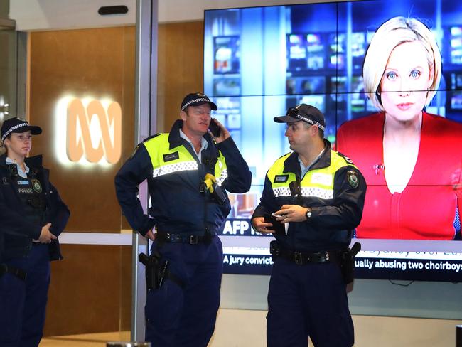 5/6/19: Police arrive at the ABC as the AFP conducts a raid at the ABC in Sydney. John Feder/The Australian.