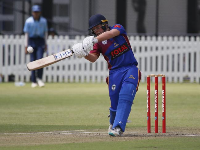 Raising the bar: Lachlan Bartlett takes to the bowling during his 84 off 96 balls. Picture Warren Gannon Photography