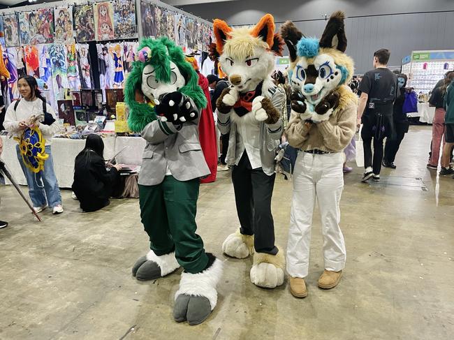 Izuku, Bakugo and Luna at the Oz Comic Con in Melbourne on Saturday June 8, 2024. Picture: Jack Colantuono