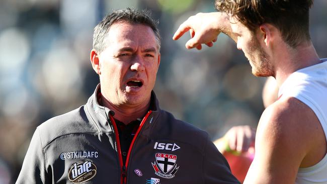 AFL - Port Adelaide v St Kilda at Adelaide Oval. Saints coach Alan Richardson at 3 quarter time. Photo Sarah Reed.