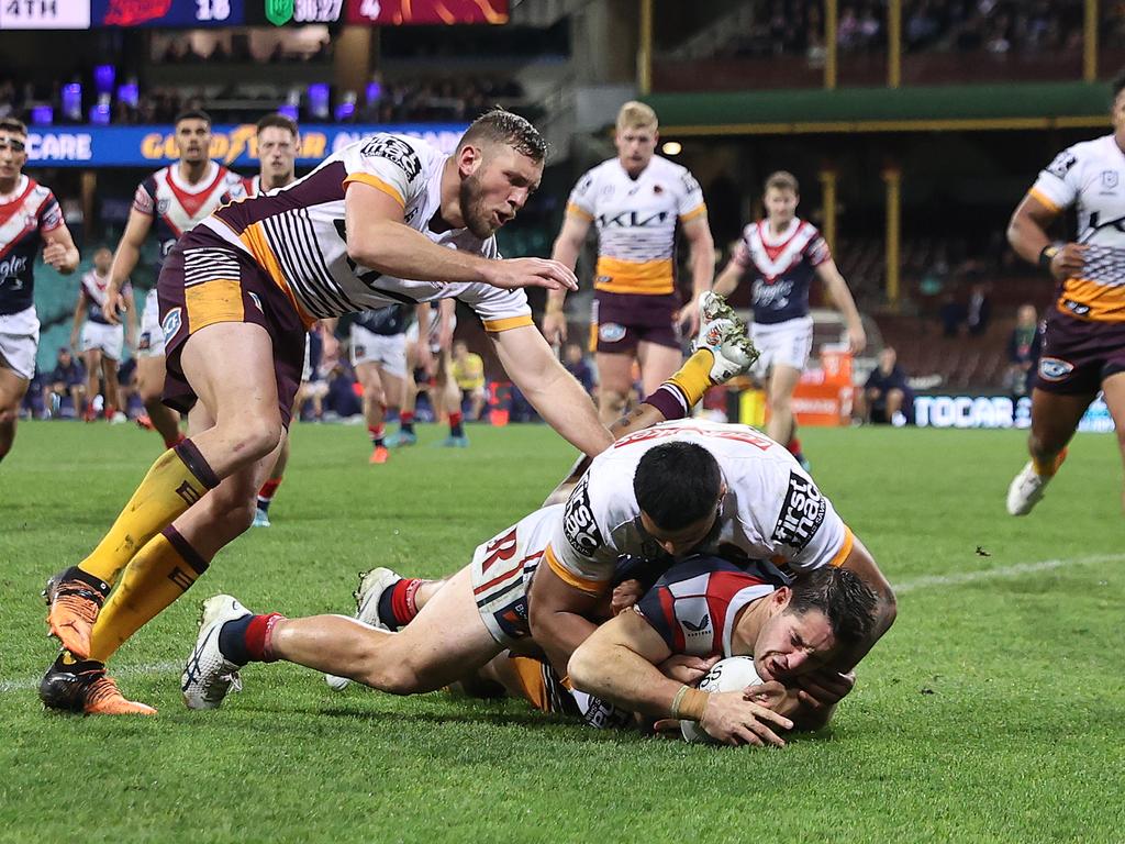 Nat scores the second of his two tries against Brisbane. Picture: Cameron Spencer/Getty Images