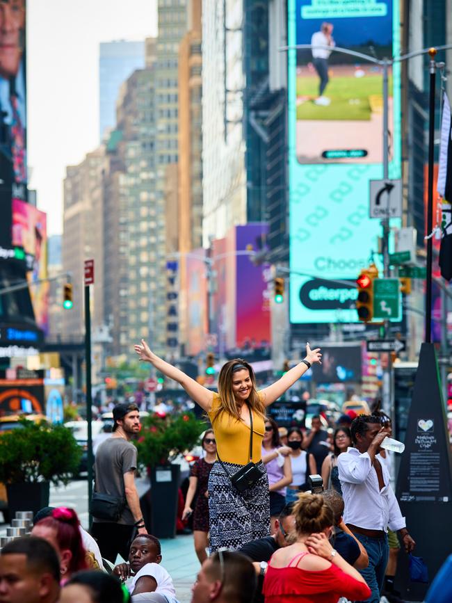 Tourists return to Times Square in New York City.