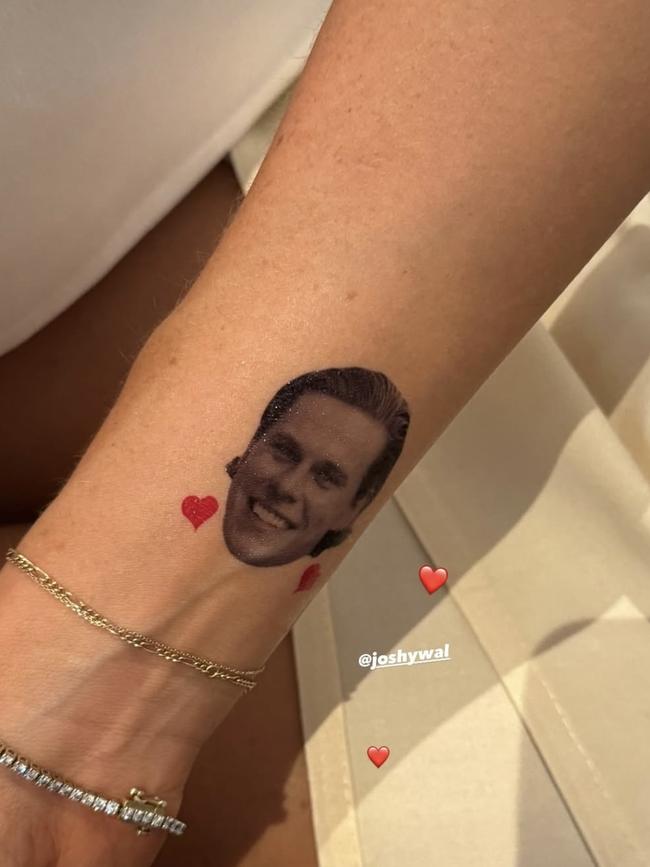 A tattoo of Josh Wallis was on display at Ruby Brownless' hens weekend