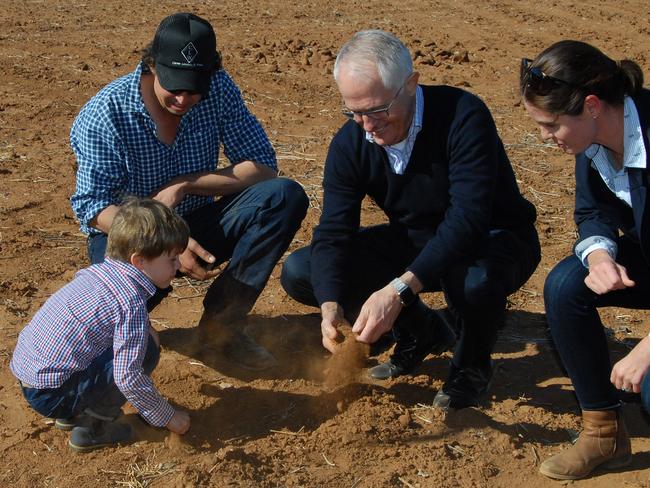 Then-Prime Minister Malcolm Turnbull claimed last month that man-made warming had given us more droughts. Picture: AAP/Ivan McDonnell