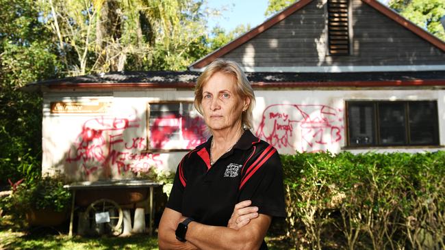 Herveys Range Heritage Tea Rooms owner Desley Ralph was reduced to tears to find the cafe had been vandalised on Sunday. Picture: Shae Beplate.