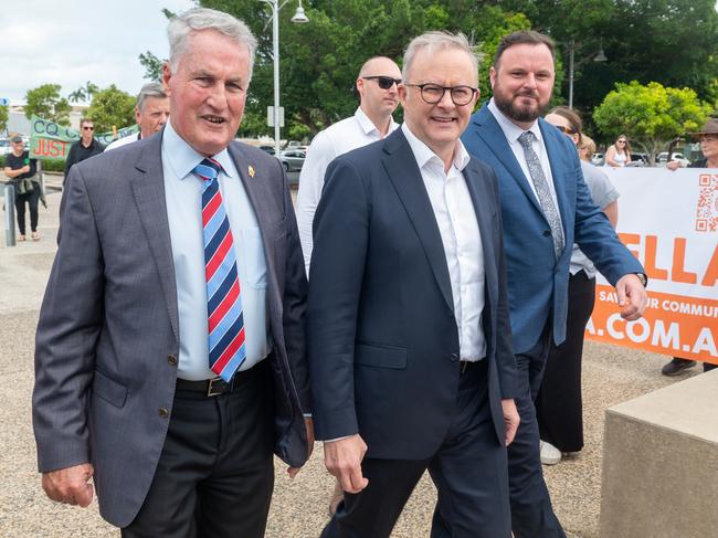 Anthony Albanese and Senator Nita Green make a brief stop in Mackay to launch the River Revitalisation Project with Mayor Greg Williamson. Monday 22 April 2024. Picture: Michaela Harlow