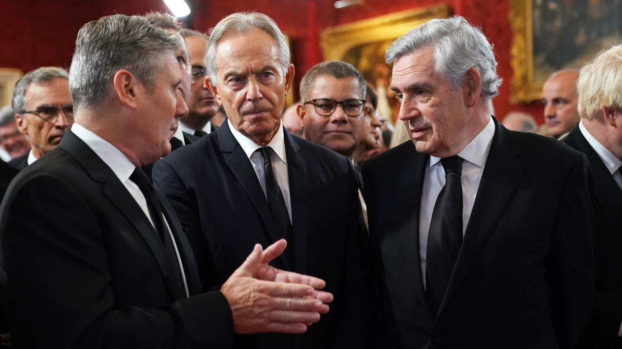 (Left-right) Labour leader Sir Keir Starmer, with former prime ministers Sir Tony Blair and Gordon Brown. (Photo by Kirsty O'Connor – WPA Pool/Getty Images)