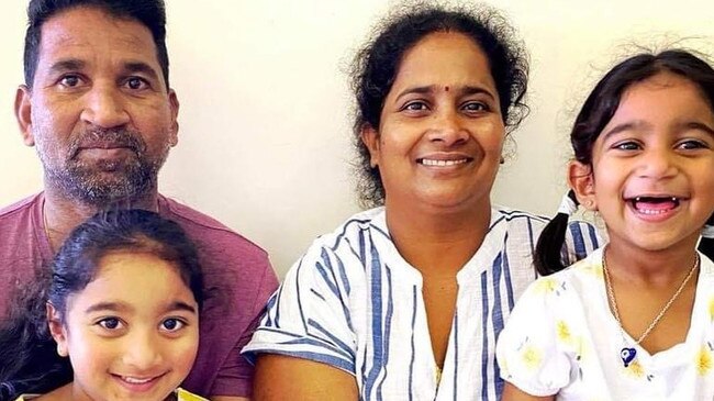 Sri Lankan family of Nades (father), Priya (mother), Kopika and Tharunicaa (youngest) who were living in Biloela until they were taken and placed on Christmas Island to await possible deportation Picture Instagram @bringthemhometobiloela