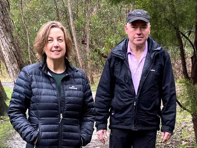 Health Minister Wade with wife and ‘best friend’ Professor Tracey Wade enjoying a walk through the Adelaide Hills. Mr Wade says his wife’s support has helped him cope amid the intense pressure of the pandemic.