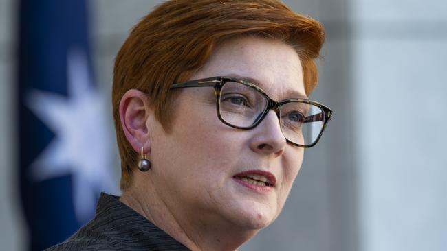 Marise Payne speaks at a press conference at Parliament House, Canberra. Picture: NCA NewsWire/Martin Ollman