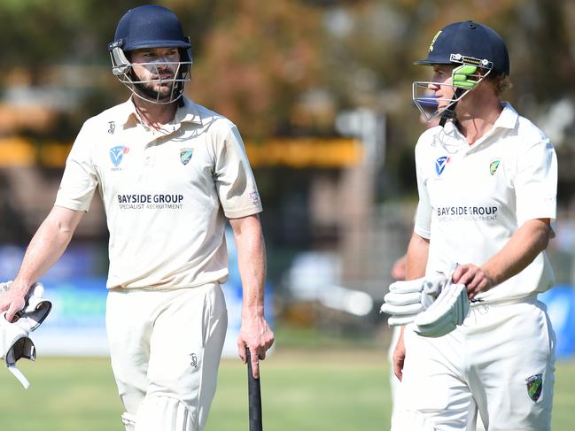 Plenty Valley batsmen James Dickinson and Daniel Heatley. Picture: Josie Hayden