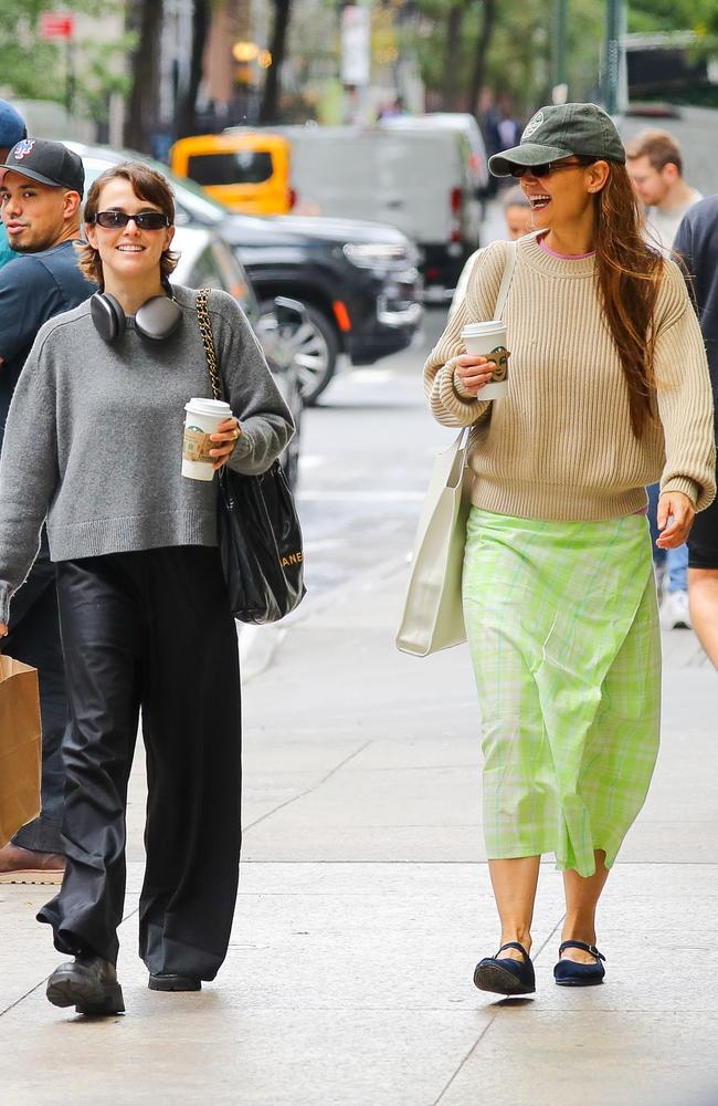 Katie Holmes shares a walk with actress pal Zoey Deutsch in New York City. Picture: Backgrid