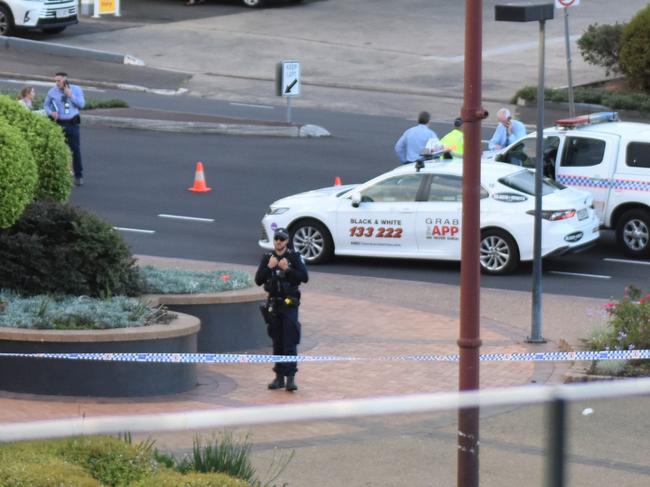 The crime scene at Grand Central Toowoomba after a 75-year-old was critically injured during an alleged robbery on February 6, 2023. Picture: Peta McEachern