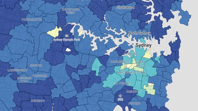 Sydney’s north and west have much better rates than the inner west and south. Picture: NSW Health