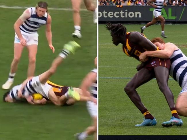 Two sling tackles, different bans