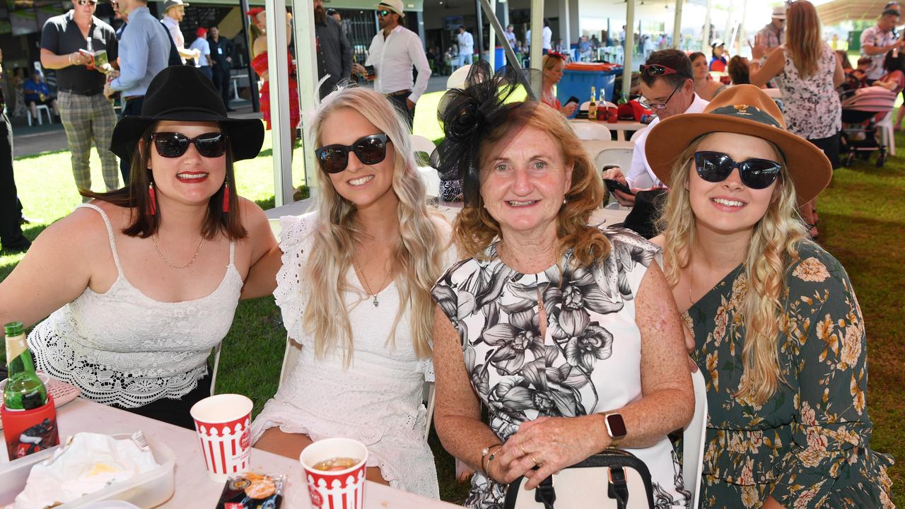 Tanya Mcleod, Kirstie Bryan, Angela Rees, Tegan Rees. at the Darwin Turf Club Bridge Toyota Ladies' Day / Derby Day. Picture: KATRINA BRIDGEFORD