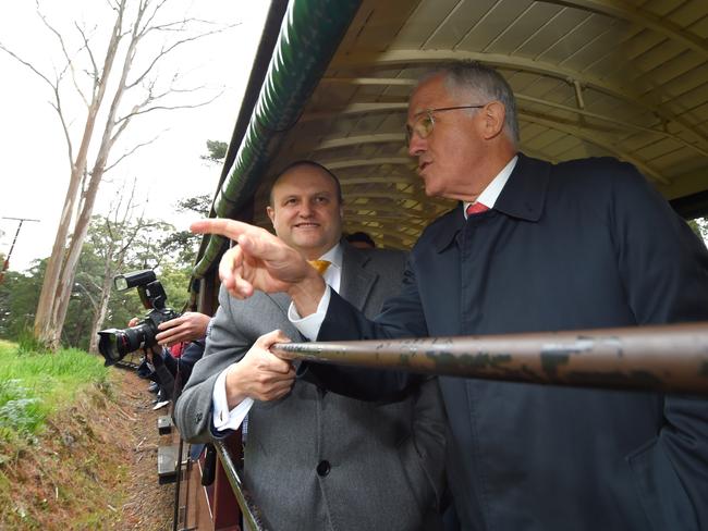 Then prime minister Malcolm Turnbull (right) with Member for La Trobe Jason Wood. Picture: AAP