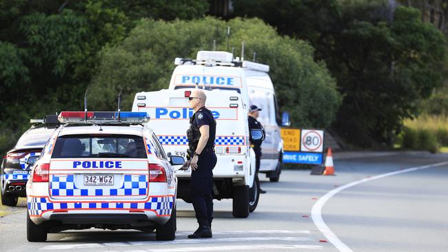 Queensland Police set up a road block due to the Corona Virus at the NSW / Queensland Border on the old Pacific Highway at Coolangatta.Photo: Scott Powick Newscorp