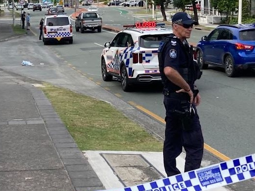 The scene of a stabbing in Surfers Paradise that has left one man fighting for life. Picture: Greg Stolz