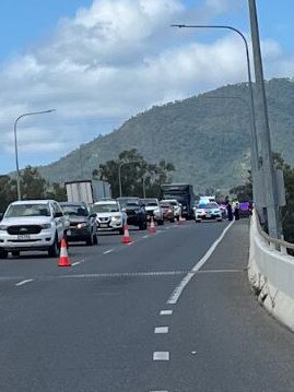 One lane is now open on the Neville Hewitt Bridge, also known as the “new bridge”, while police divert traffic around a chemical spill covering 200m of Rockhampton road.