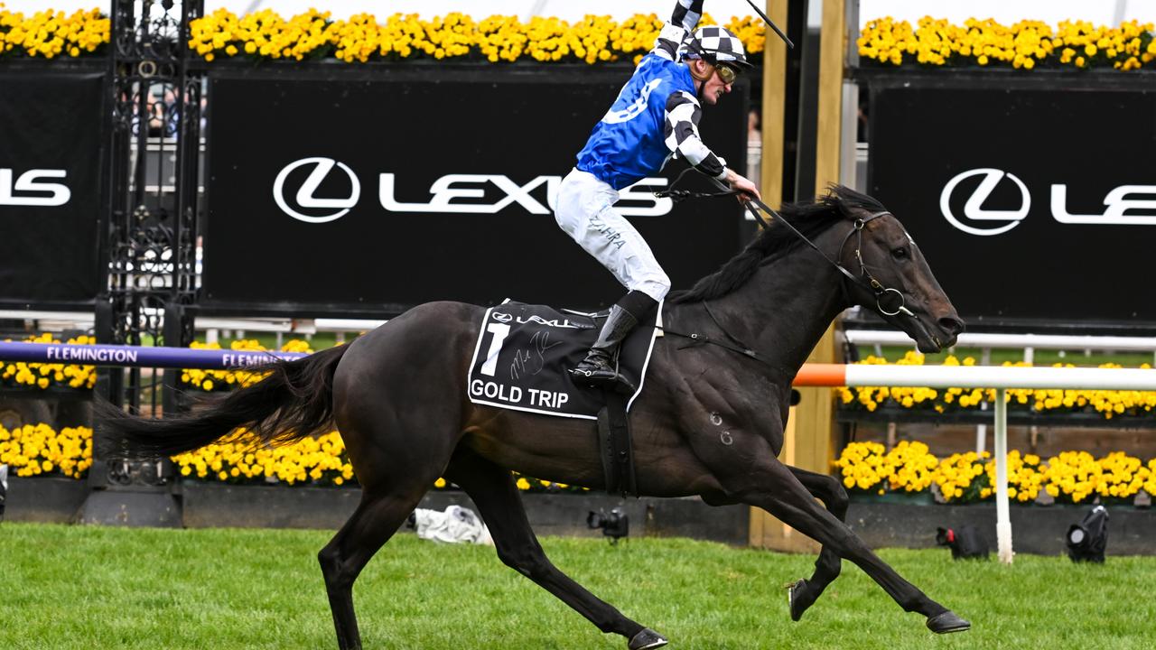 Gold Trip was the last horse to carry saddlecloth 1 to victory in the Melbourne Cup in 2022. Photo: Vince Caligiuri/Getty Images.