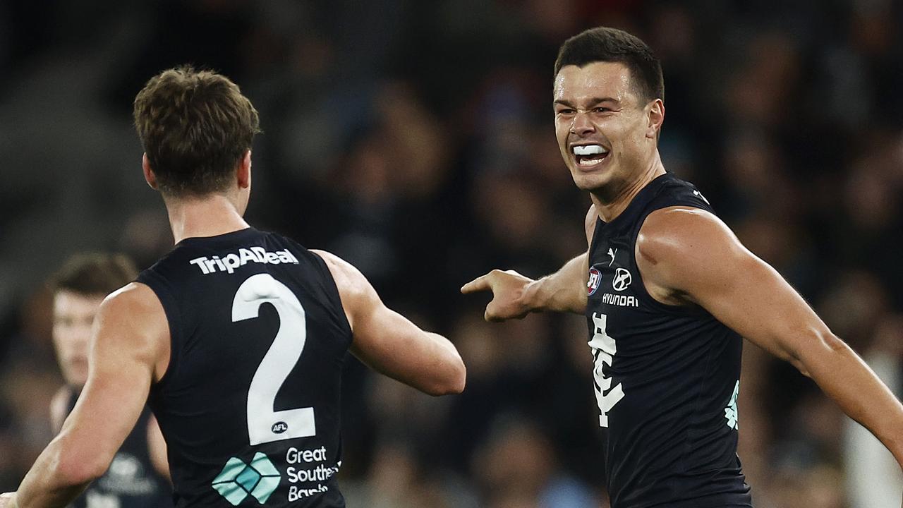 The Saints are out on Jack Silvagni. (Photo by Daniel Pockett/Getty Images)