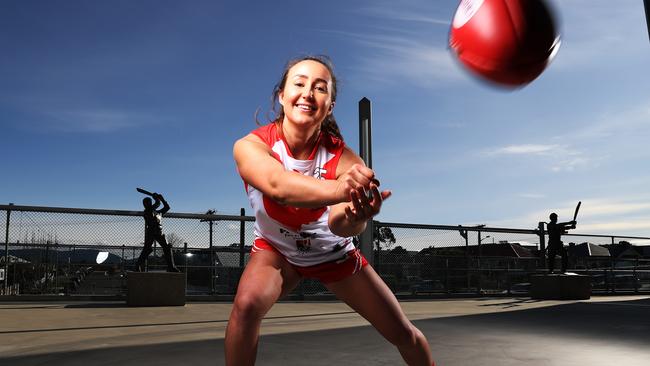 Clarence TSLW player Nicole Bresnehan is raring to go for the opening game of the season on Saturday. Picture: ZAK SIMMONDS