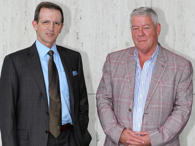 Warren Ebert (left) and John Wagner are tackling protesters head-on. Picture: David Clark/AAP