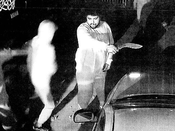 CCTV footage shows Pappin assaulting his victim with a kukri. (Image: Supplied by Court)