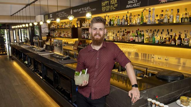 Botanical Hotel bar manager Tim Penter celebrates its best pub bar win. Picture: Andy Brownbill