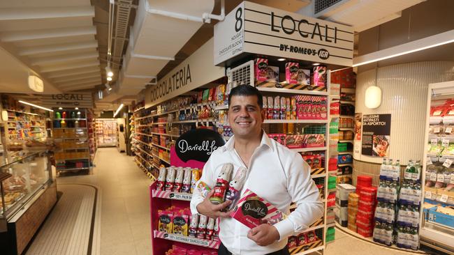 James Ajaka, chief executive of RiteBite Group with Darrell Lea Easter bunnies and chocolates, photographed ahead of the Easter long weekend at Locali by Romeo's store in Sydney's CBD. Picture: Britta Campion, The Australian