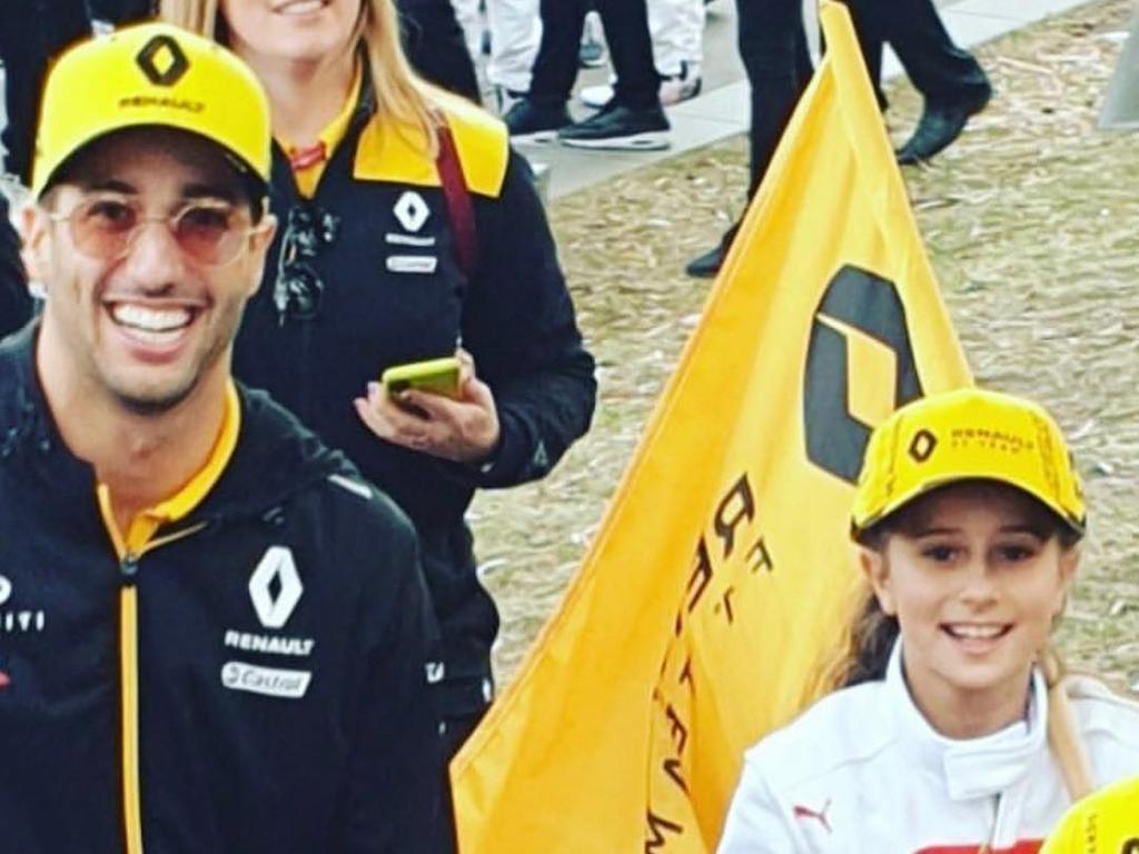 Joanne Ciconte was selected as Daniel Ricciardo's grid kid at the Australian Grand Prix in 2019. Picture: Supplied