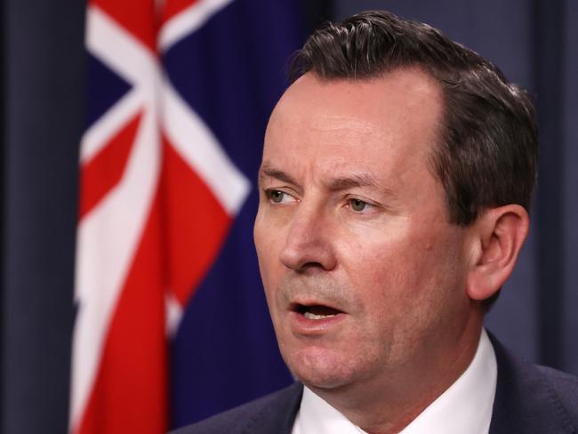 Politics. Premier Mark McGowan holds a Covid related press conference at Dumas House in West Perth. Picture Jackson Flindell The West Australian