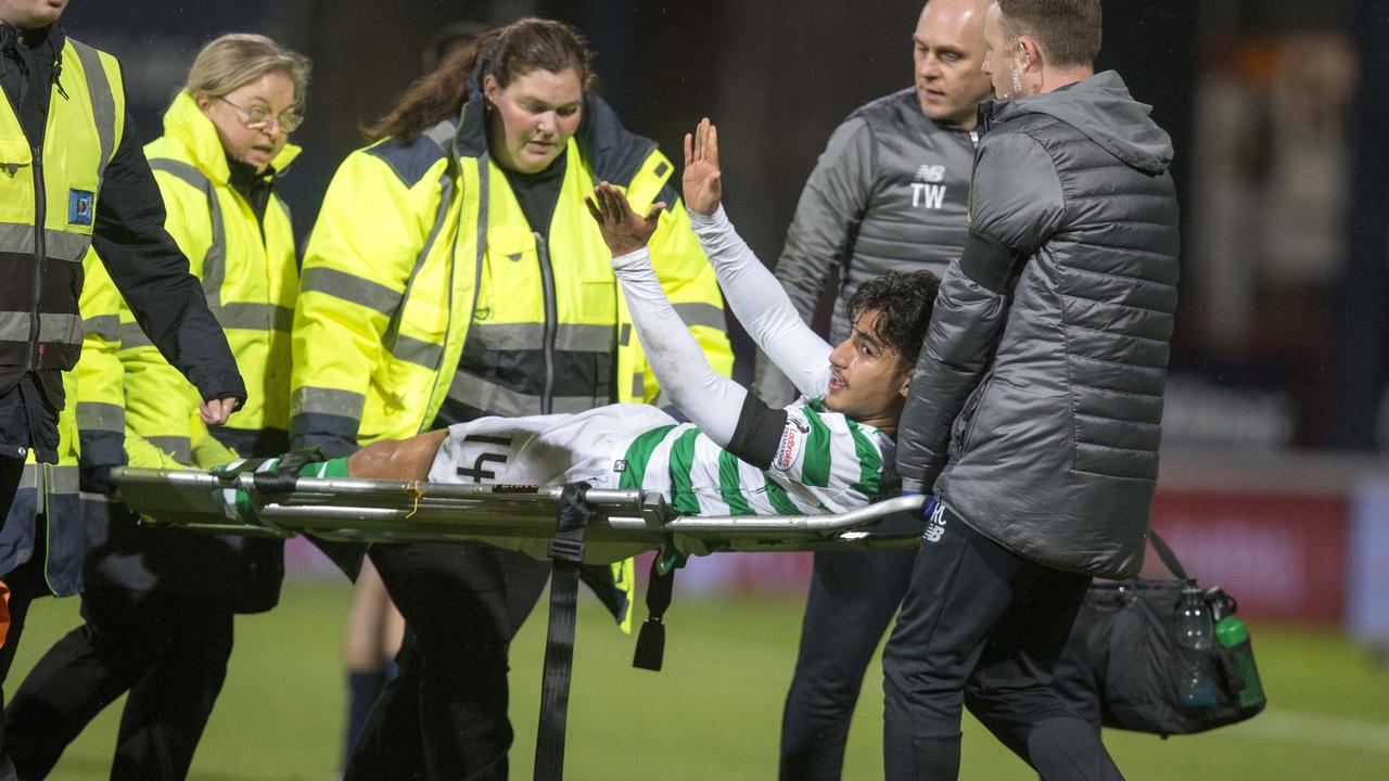 CelticÕs Daniel Arzani goes off injured