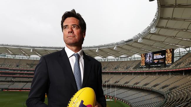 Gillon McLachlan at Optus Stadium ahead of the 2021 grand final. Picture: Michael Klein