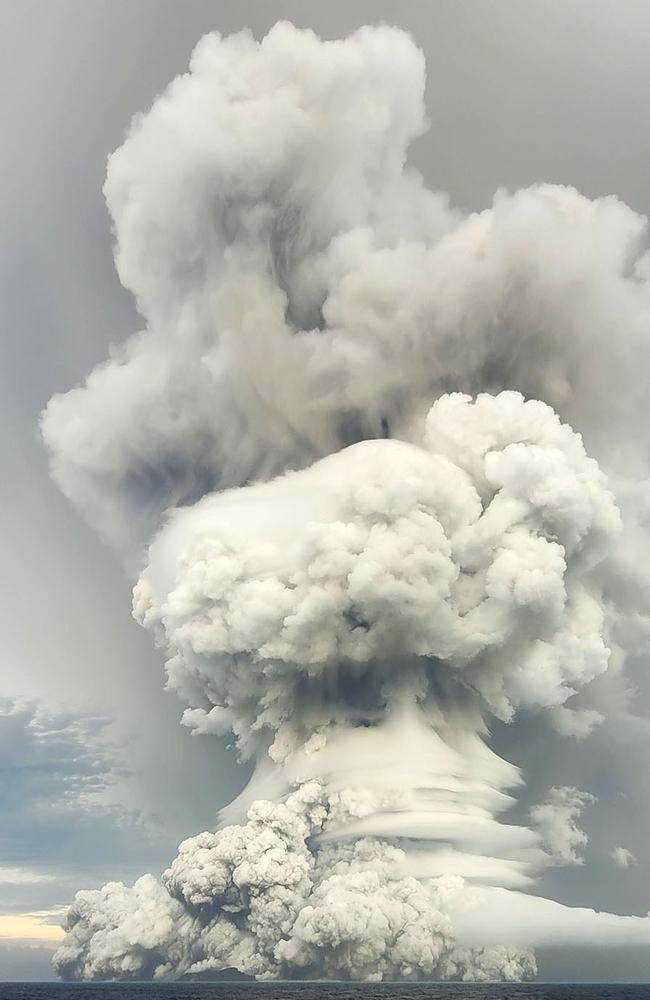 This shot of an erupting Hunga Tonga-Hunga Ha'apai was taken by the Tonga Geological Service.