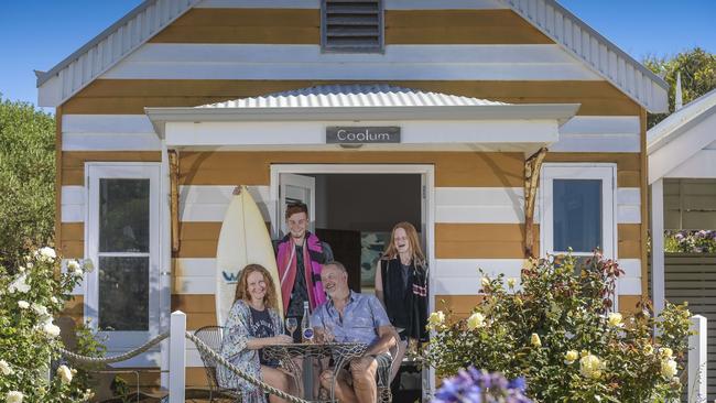 Andrea and Craig Evans, and their children Jack, 17, and Poppi, 15, of Mildura took a holiday at the Middleton Beach Huts in South Australia. Picture: Roy VanDerVegt.