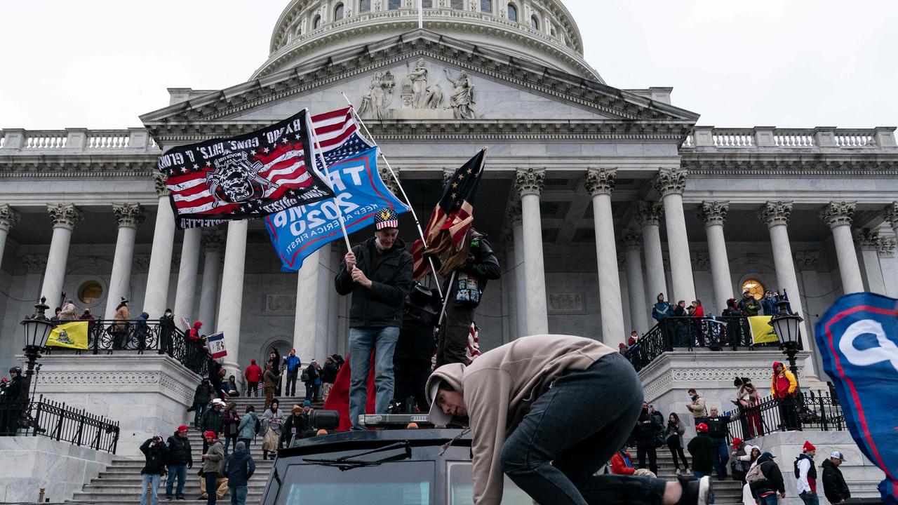 Police were overwhelmed. It took hours for them to regain control of the building. Members of Congress, and the vice president Mike Pence, were evacuated. Picture: Alex Edelman/AFP