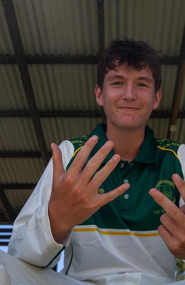 Will Mortimer. AIC First XI cricket between St Patrick's College and St Peters Lutheran College. Photos by Stephen Archer