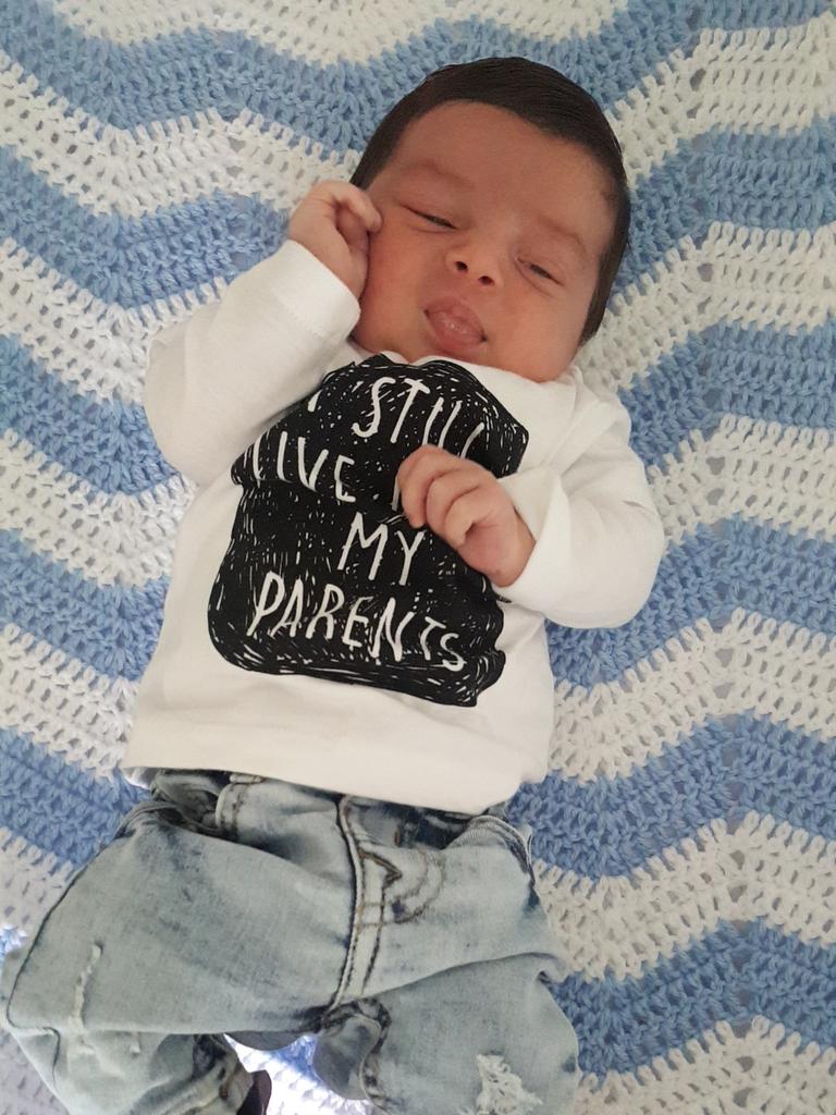 11/01/2019 - Blair Atkinson rocking clothes and shoes within the first week of being born. Picture: Samantha Croft