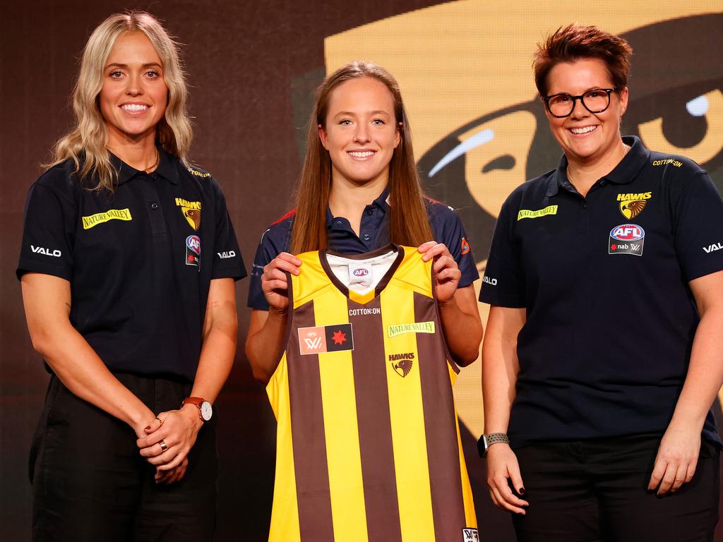 Jasmine Fleming and the Hawks are set for their debut AFLW clash against Essendon in round one. Picture: Michael Willson/AFL Photos via Getty Images