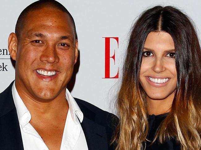 SYDNEY, AUSTRALIA - APRIL 12:  Geoff Huegill and his wife Sara arrives at the Hello Elle Australia show during Mercedes-Benz Fashion Week Australia Spring/Summer 2013/14 at Carriageworks on April 12, 2013 in Sydney, Australia.  (Photo by Caroline McCredie/Getty Images)