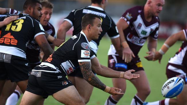 Tweed Heads hooker Jack Cook passes out of dummy-half. Picture: Steve Holland