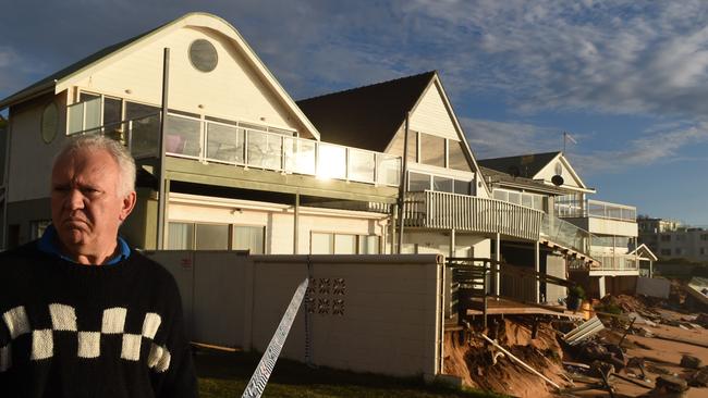 Collaroy resident Tony Cagorski lost more than 15m of his yard during the storm. Picture: AAP