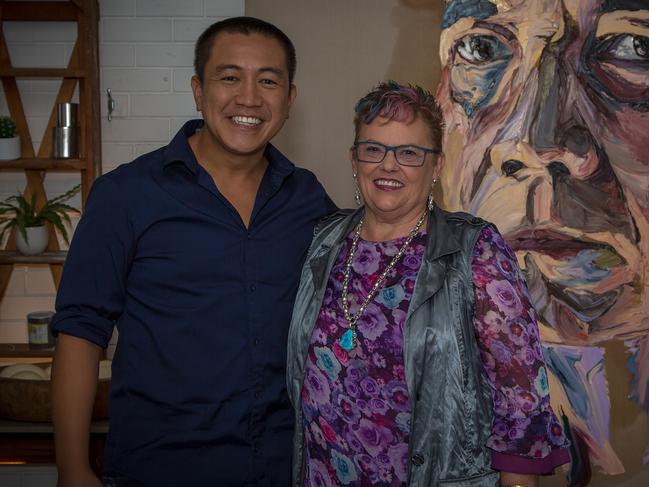 Anh Do with Lindy Chamberlain in his studio. Picture: Supplied